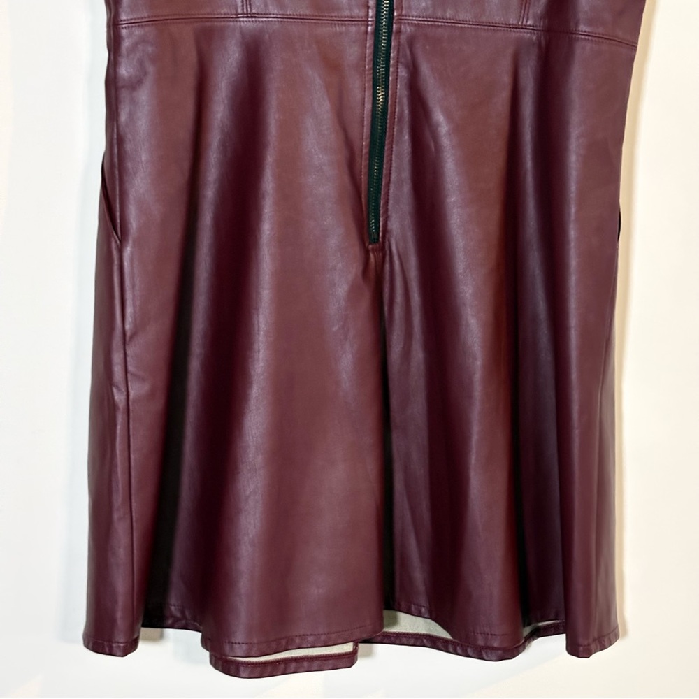 Pink Martini Burgundy Faux Leather Fit & Flare Dress – Sleeveless, Lined, Size M - Picture 5 of 10